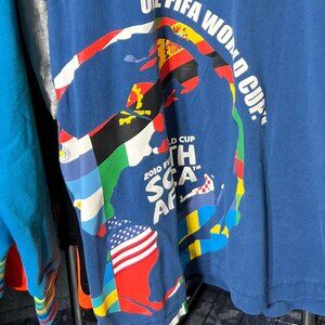 FIFA World Cup 2010 South Africa Collectible Blue & Flagged Shirt SZ XL